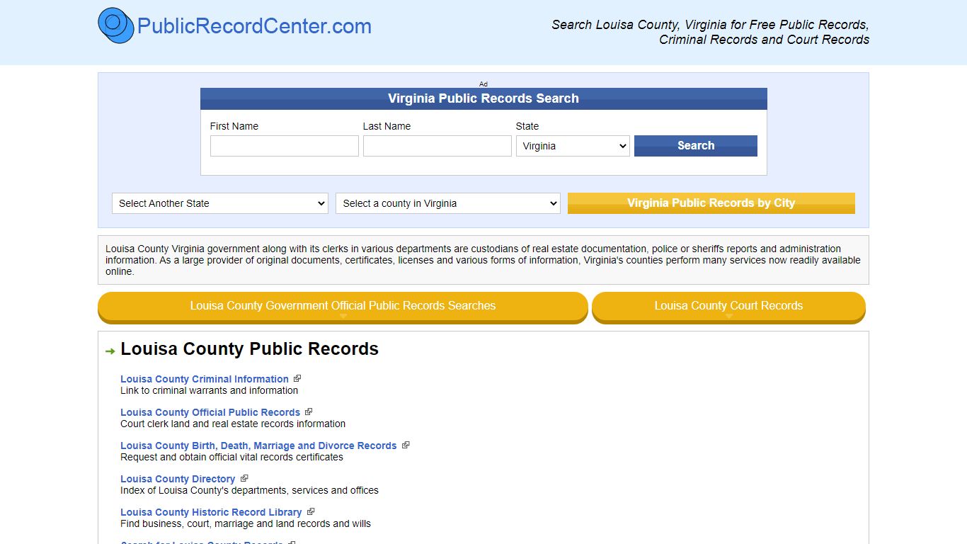 Louisa County Virginia Free Public Records - Court Records ...